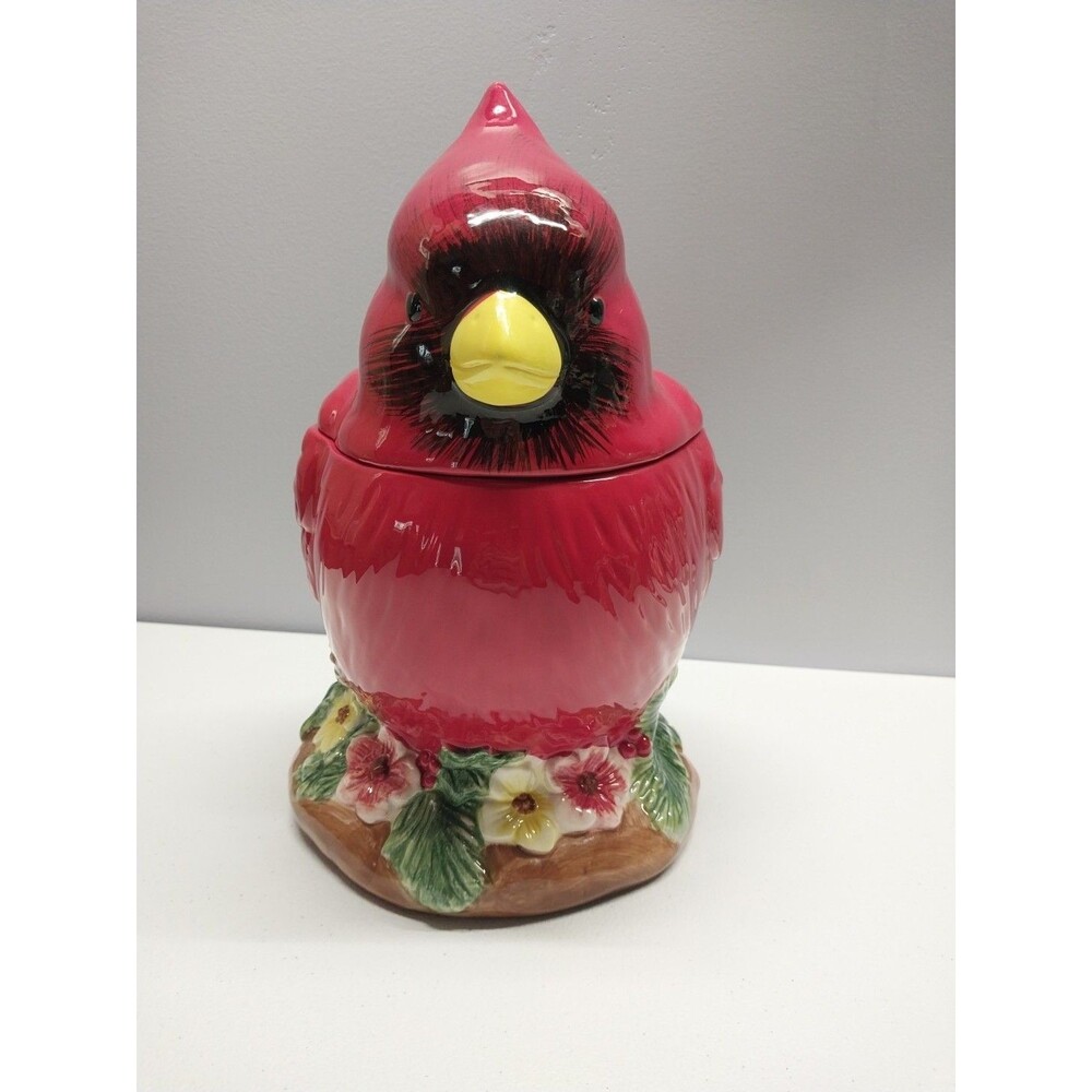 Cracker Barrel Cardinal Cookie Jar 11” Red Bird Ceramic Farmhouse Decor